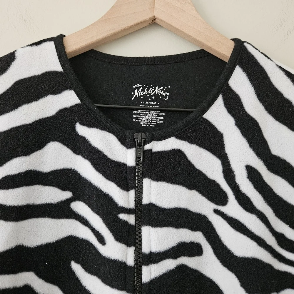 Nick And Nora Black & White Zebra Footed Onesie Pajamas